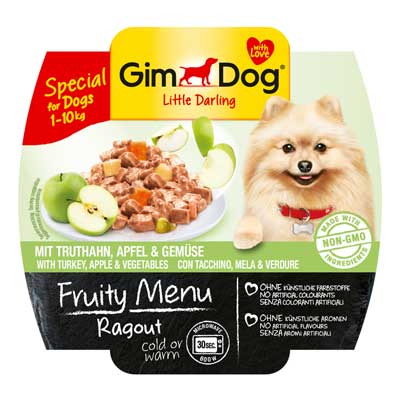 Консервированный корм GIMDOG FRUITY MENU Рагу индейка, яблоко и овощи для собак 100г