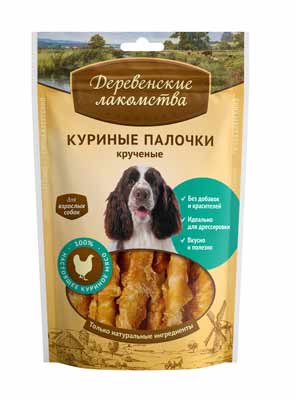 Картинка Куриные палочки крученые лакомство для собак от магазина Zooplaneta.shop