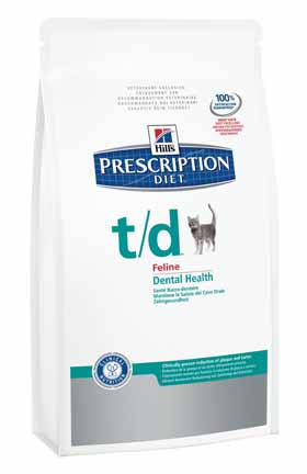 Картинка hill`s prescription diet t/d ветеринарный корм для кошек при заболеваниях полости рта от зоомагазина Zooplaneta.shop