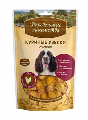 Картинка Деревенские лакомства для собак куриные узелки сушеные от магазина Zooplaneta.shop