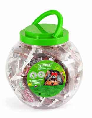 Картинка Колбаски Petini с телятиной - банка пластиковая 2.0 л от магазина Zooplaneta.shop