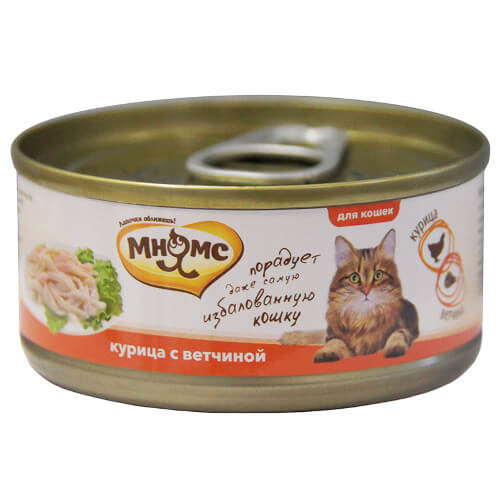 Мнямс консервы для кошек Курица с ветчиной в нежном желе 70 г