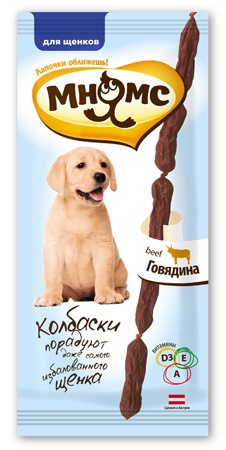 Картинка Мнямс мягкие колбаски с говядиной для щенков  от магазина Zooplaneta.shop