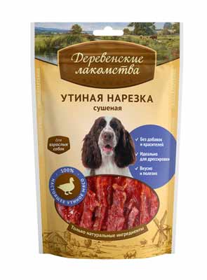 Картинка Деревенские лакомства для собак утиная нарезка сушеная  от магазина Zooplaneta.shop