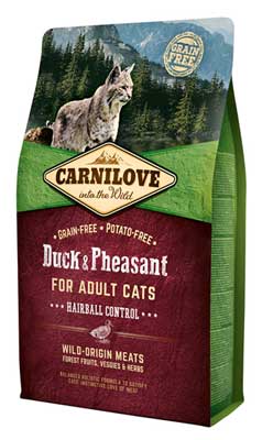 Полнорационный беззерновой корм CarniLove с мясом утки и фазана для взрослых кошек 400г
