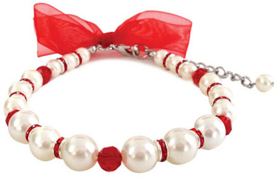 Ожерелье для собаки SATIN PEARL NECKLACE. Цвет: розовый.  Размер 8