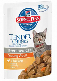Хиллс Science Plan паучи для стерилизованных кошек с курицей