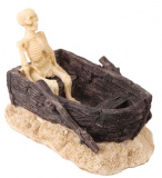 Декорация для аквариума Скелет в лодке