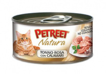 Petreet консервы для кошек кусочки розового тунца с кальмарами