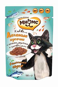 Мнямс паучи для взрослых кошек "Рыбный фестиваль" лосось, креветки, форель