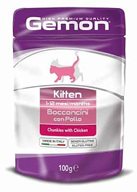 Gemon Cat Pouch паучи для котят кусочки курицы 100г