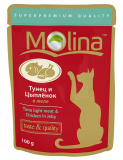 Консервированный корм для кошек Molina «Тунец и цыпленок в желе»
