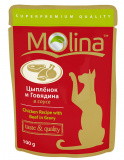 Molina паучи для кошек  «Цыпленок и говядина в соусе»