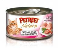 Petreet консервы для кошек кусочки розового тунца с креветками 
