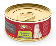 Влажный корм для взрослых кошек Molina «Цыпленок и лосось»