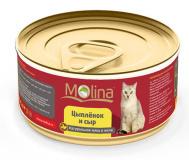 Молина консервированный корм для кошек «Цыпленок и сыр»