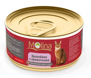 Консервы в соусе для кошек Molina «Цыпленок с креветками»