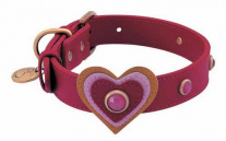 Кожаный ошейник для собак малых пород Pink Heart