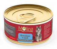 Консервы в желе для кошек Molina «Цыпленок и краб»