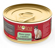 Консервированный корм для кошек Molina «Филе тунца с крабом»