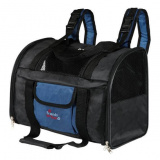 Сумка-рюкзак для кошек и собак до 8кг, нейлон, черный/синий